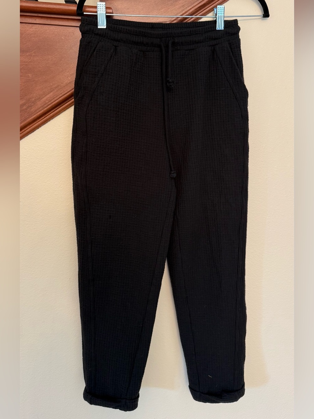 l*space Black Waffle Drawstring Joggers